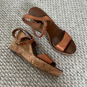 J.Crew cork wedge platform sandals w leather upper. 3.25” Excellent condition.
